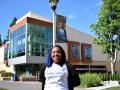 JaQuay Butler under her faces of ssu sign