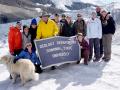 geology professor and students on glacier