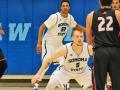 Seawolves playing defense in basketball game