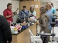 teachers exploring drones in a classroom