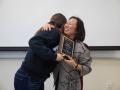 President Sakaki presenting the award to Shannon Brown, the editor-in-chief of the STAR // Photo by Alyssa Archerda 