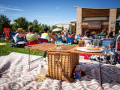 picnic basket on Weill Hall lawn